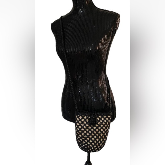 EN SHALLA Anthropologie Braided Black Leather Raffia Lined Crossbody Bag - Picture 2 of 10